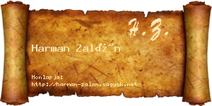 Harman Zalán névjegykártya