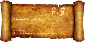 Harman Zalán névjegykártya